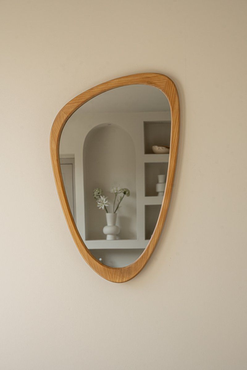 Indore Home - Mirror - organic shape - asymmetrical - wall mirror - 80cm - Wood
