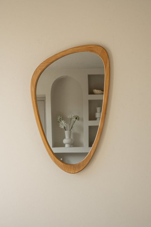 Indore Home - Mirror - organic shape - asymmetrical - wall mirror - 80cm - Wood