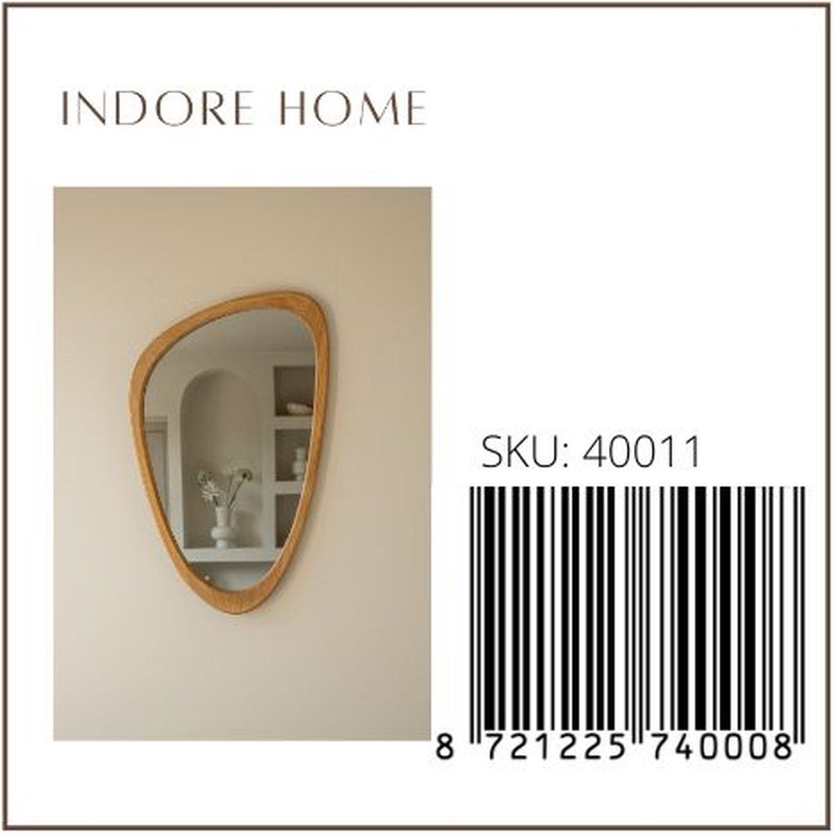 Indore Home - Mirror - organic shape - asymmetrical - wall mirror - 80cm - Wood
