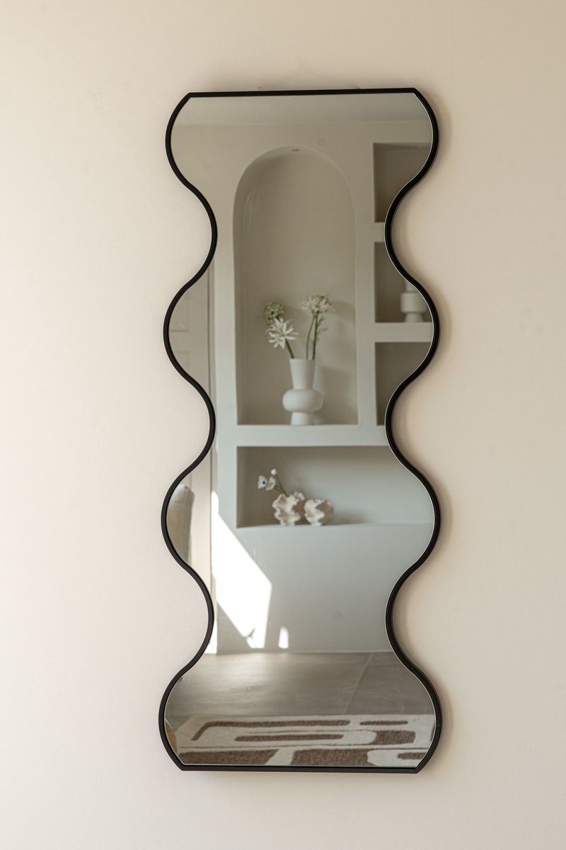Indore Home - Spiegel - Organische Vorm - Golvende Rand - Wandspiegel - 120cm - Zwart