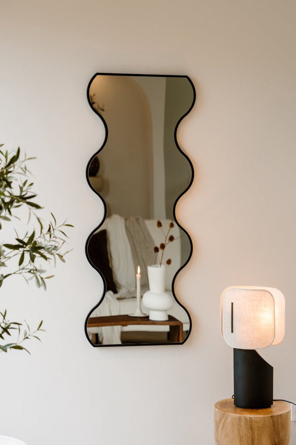 Indore Home - Mirror - Organic Shape - Wavy Edge - Wall Mirror - 120cm - Black