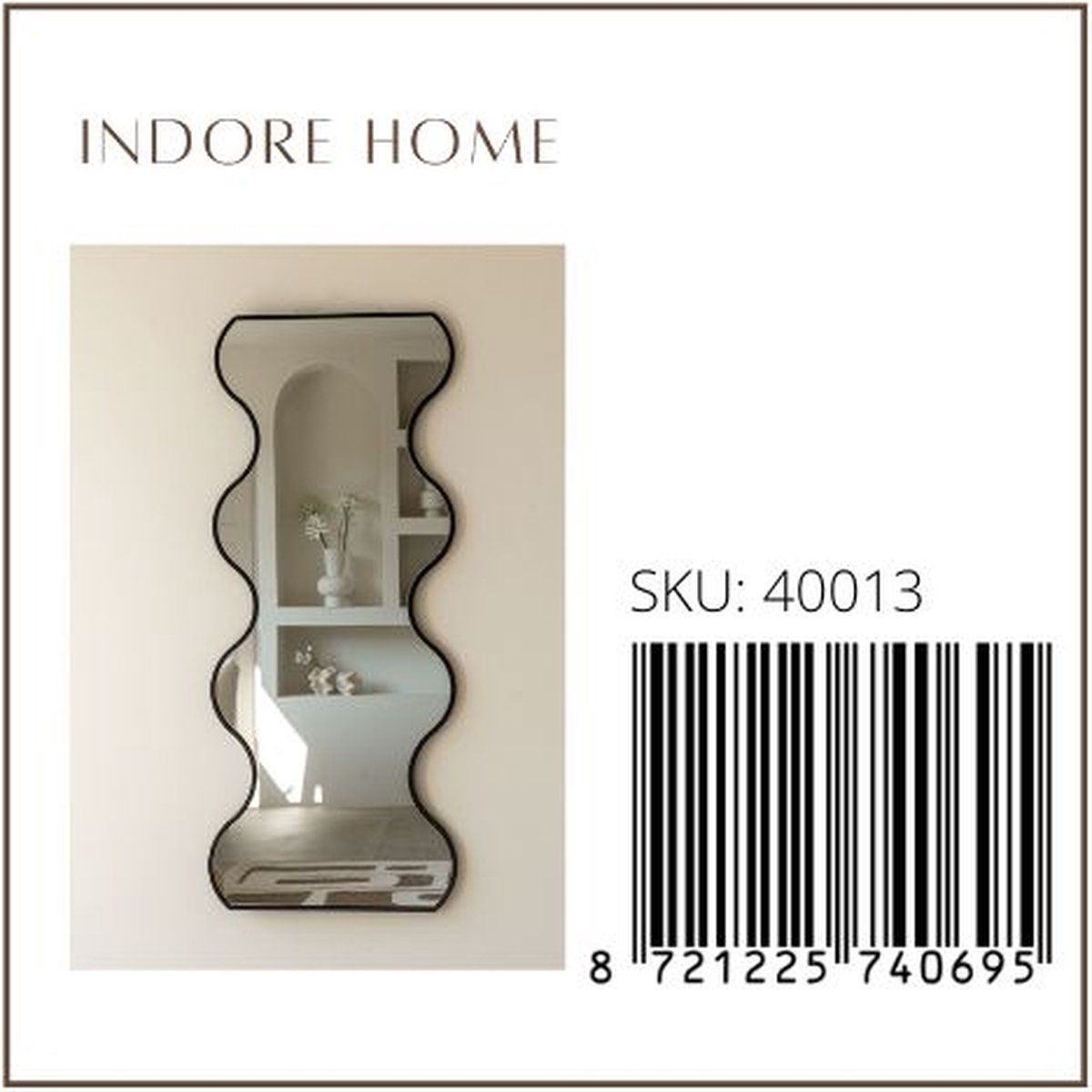 Indore Home - Mirror - Organic Shape - Wavy Edge - Wall Mirror - 120cm - Black