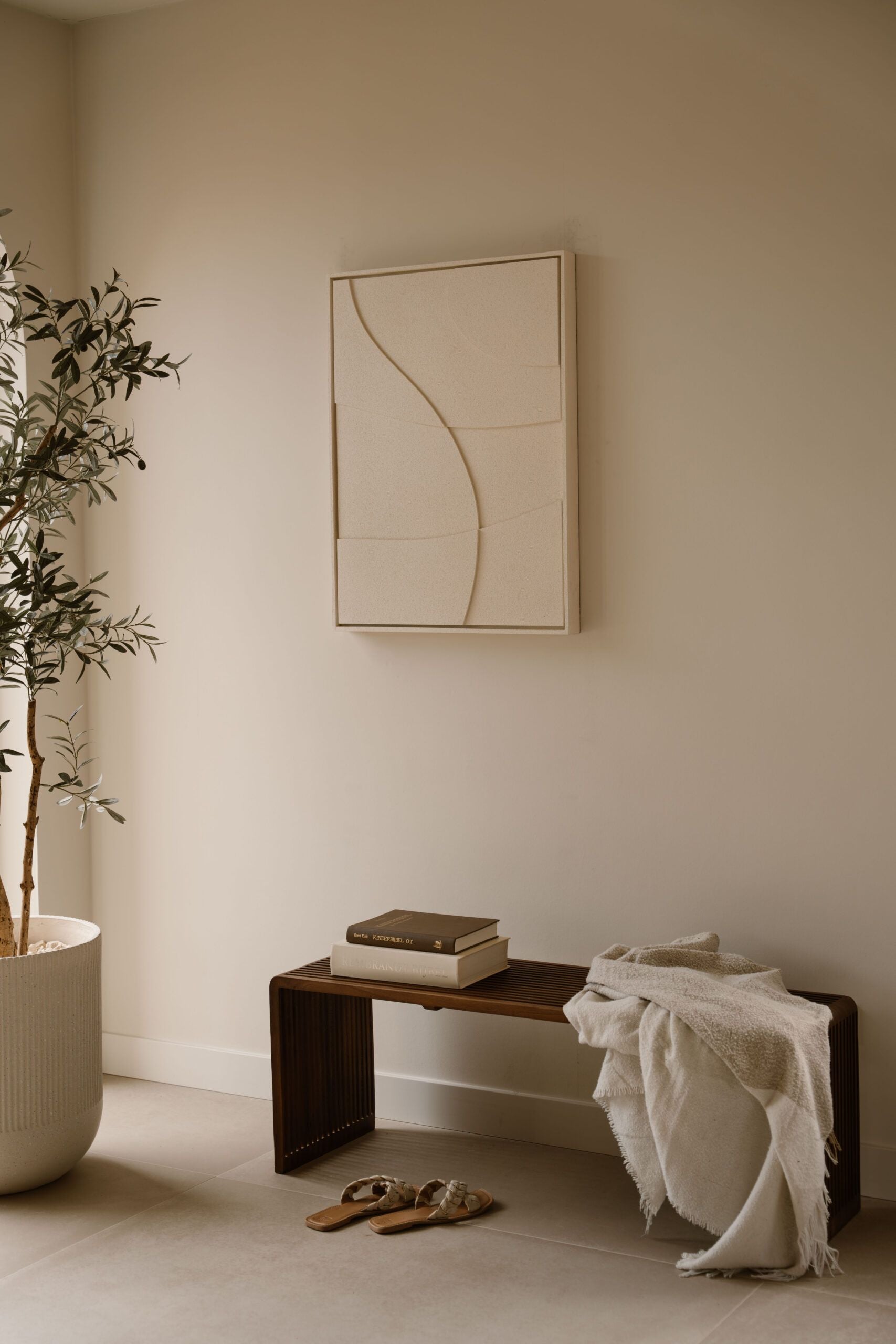 Indore Home – 3D Painting – Design A – Abstract Shapes – 3D Wall Panel – Cream - Set