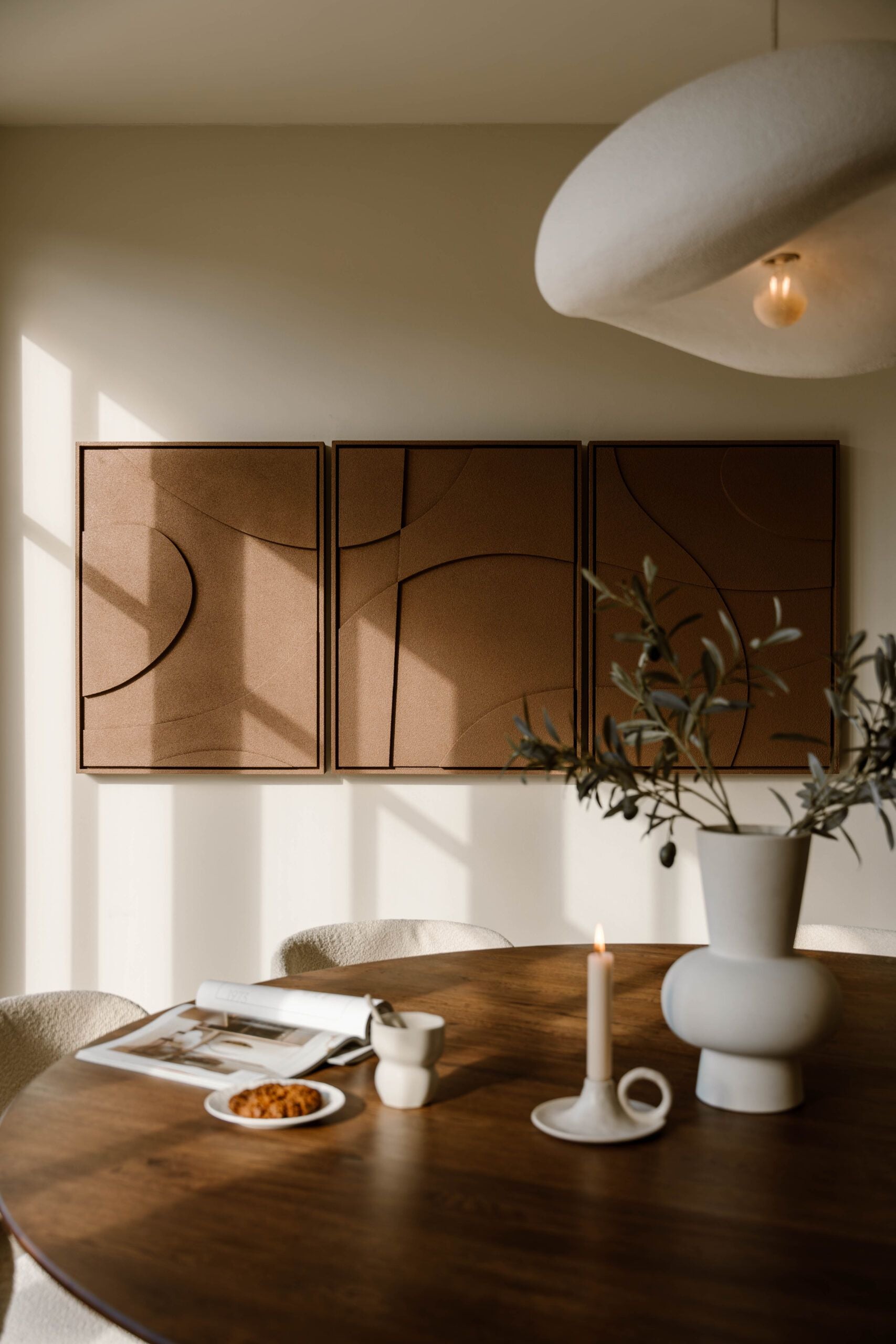 Indore Home – 3D Painting – Design A – Abstract Shapes – 3D Wall Panel – Brown - Set