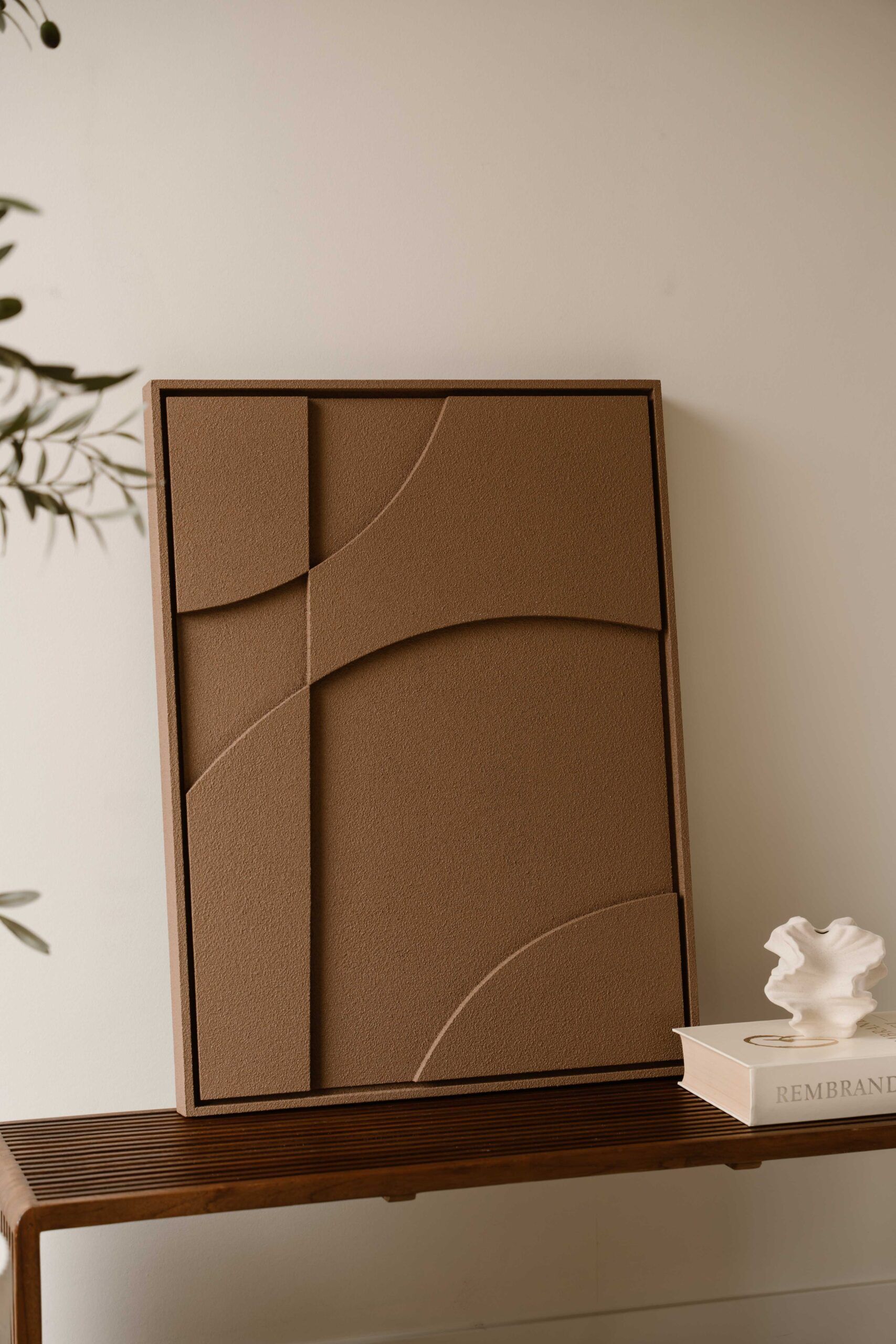 Indore Home – 3D Painting – Design A – Abstract Shapes – 3D Wall Panel – Brown - Set