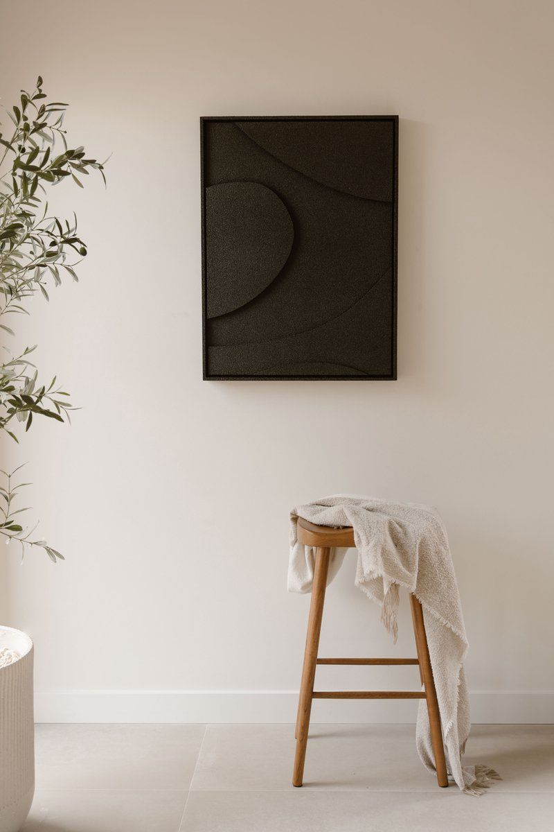 Indore Home – 3D Painting - Design A1 – Abstract Shapes – 3D Wall Panel - Black