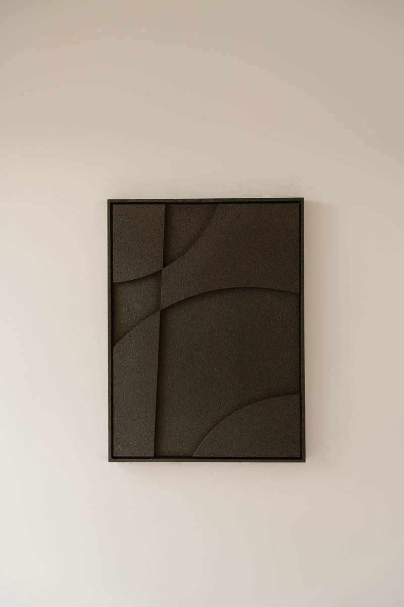 Indore Home – 3D Schilderij - Ontwerp A2 – Abstracte Vormen – 3D Wandpaneel - Zwart