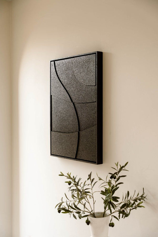 Indore Home – 3D Painting - Design A3 – Abstract Shapes – 3D Wall Panel - Black