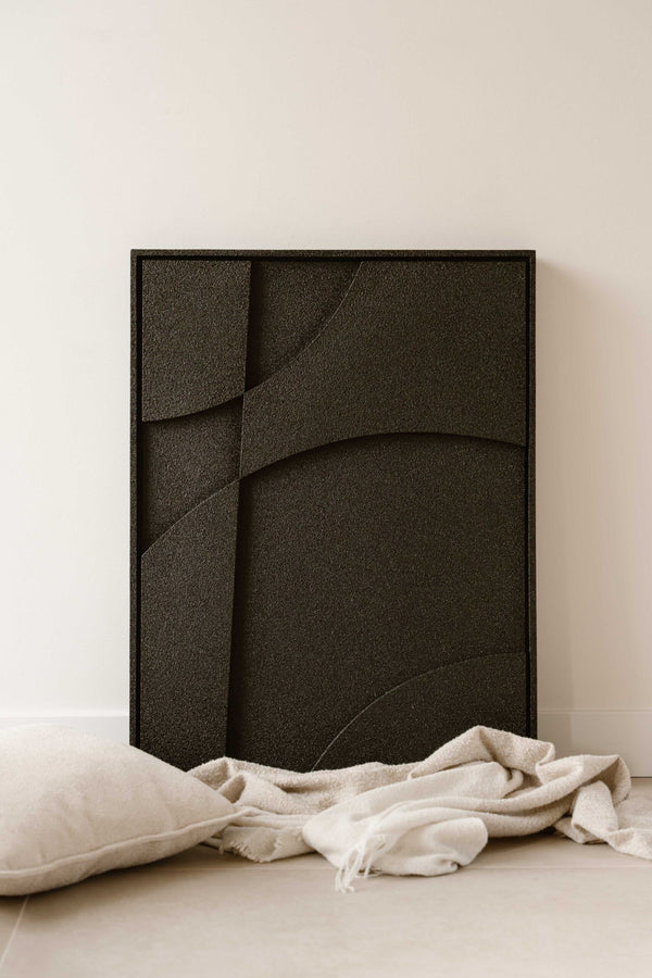 Indore Home – 3D Painting – Design A – Abstract Shapes – 3D Wall Panel – Black - Set