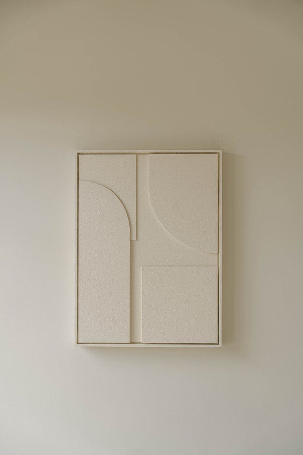 Indore Home – 3D Painting – Design B1 - Abstract Shapes – 3D Wall Panel - Cream