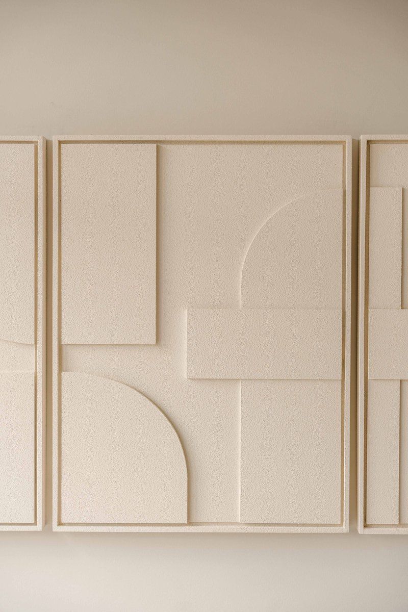 Indore Home – 3D Painting – Design B2 - Abstract Shapes – 3D Wall Panel - Cream