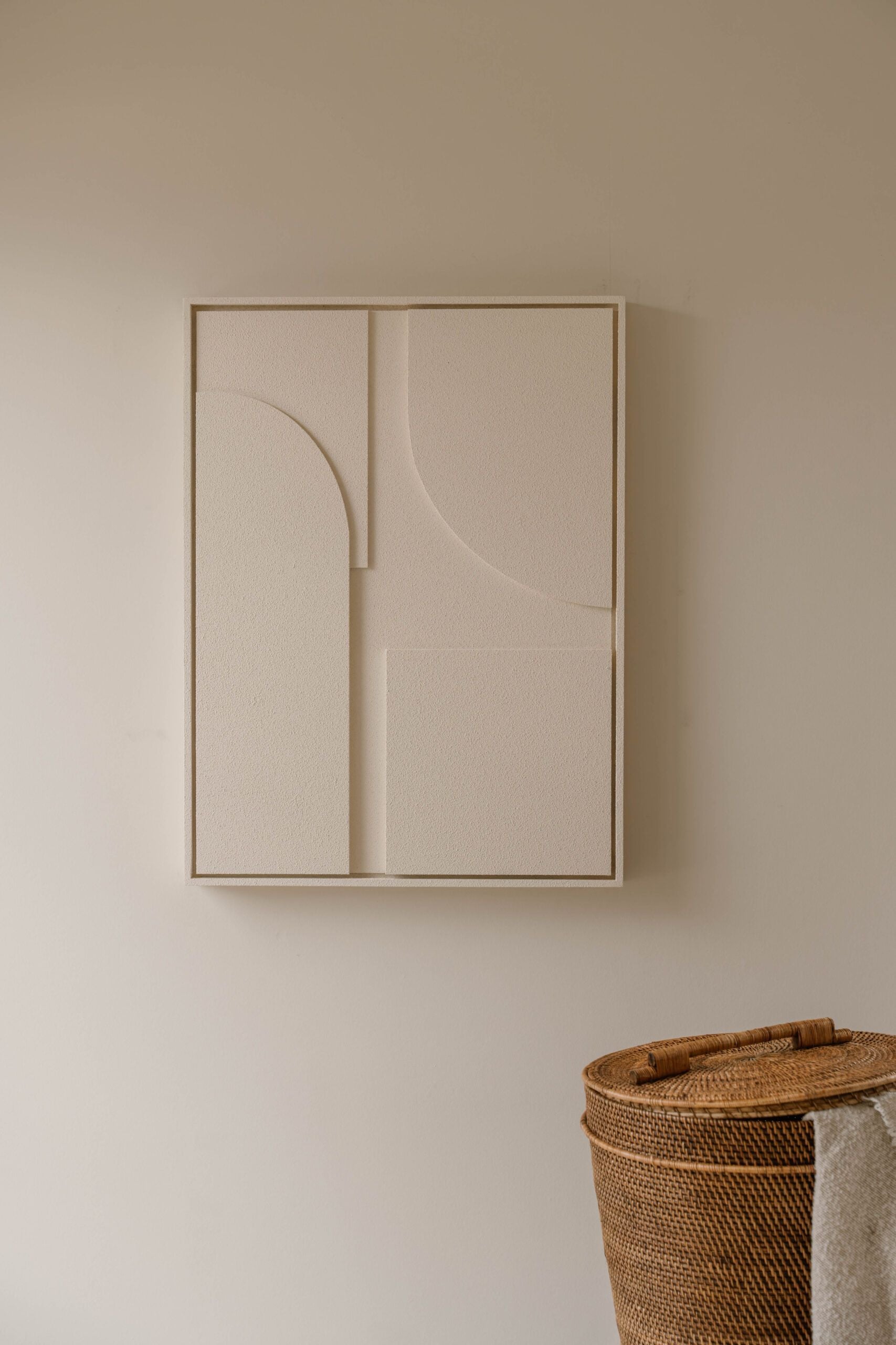 Indore Home – 3D Painting – Design B – Abstract Shapes – 3D Wall Panel – Cream - Set