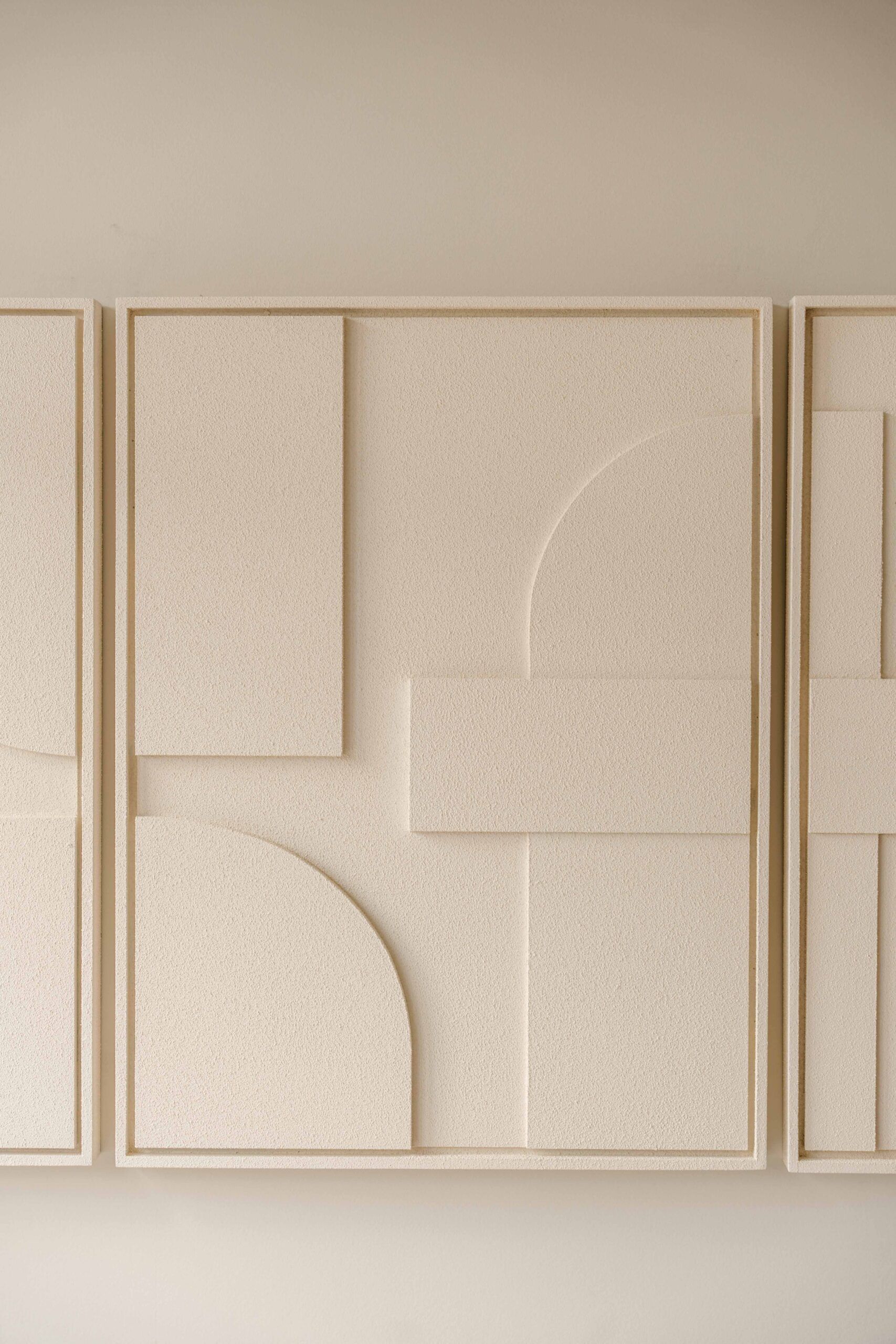 Indore Home – 3D Painting – Design B – Abstract Shapes – 3D Wall Panel – Cream - Set