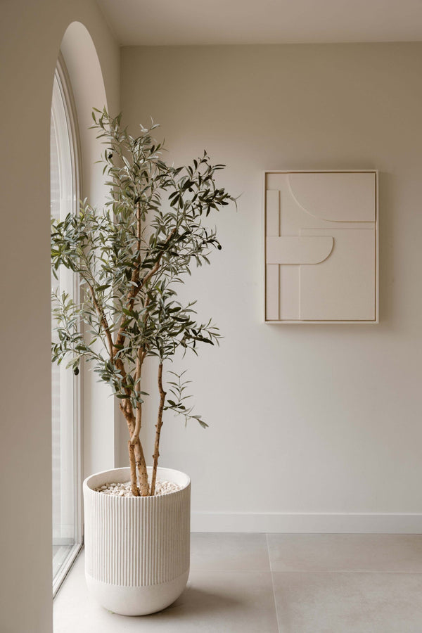 Indore Home – 3D Painting – Design B – Abstract Shapes – 3D Wall Panel – Cream - Set