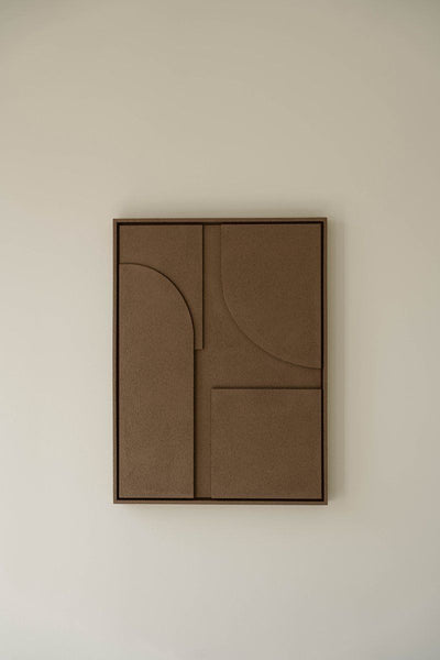 Indore Home – 3D Schilderij - Ontwerp B1 – Abstracte Vormen – 3D Wandpaneel - Bruin