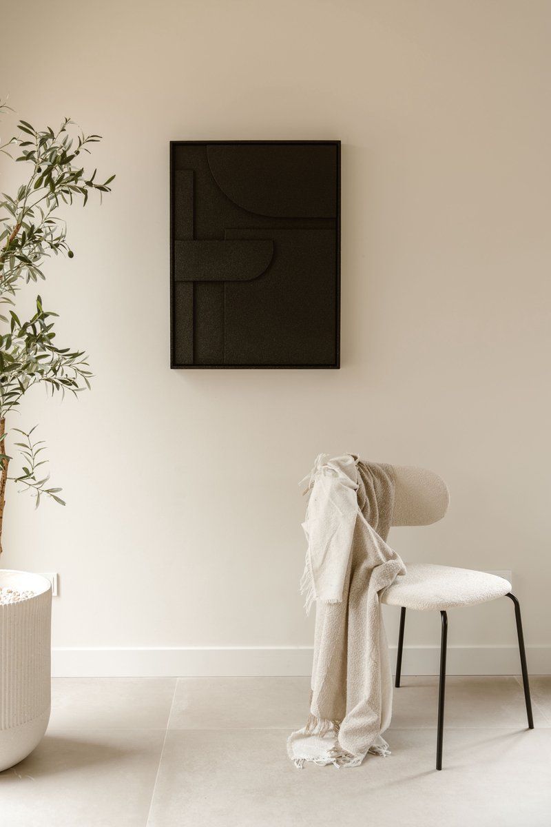 Indore Home – 3D Painting - Design B3 – Abstract Shapes – 3D Wall Panel - Black