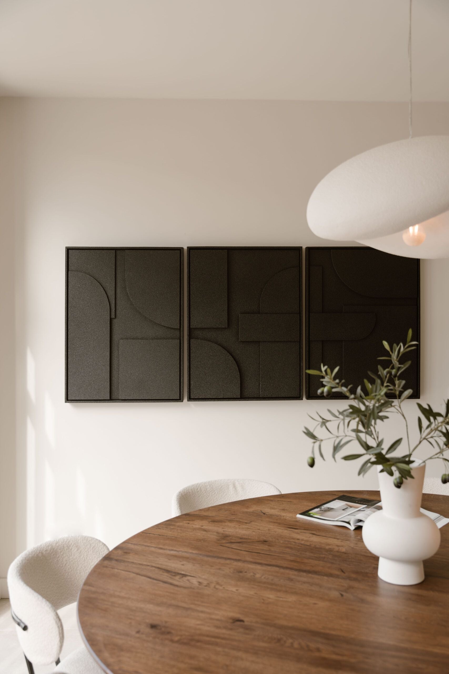 Indore Home – 3D Painting – Design B – Abstract Shapes – 3D Wall Panel – Black - Set