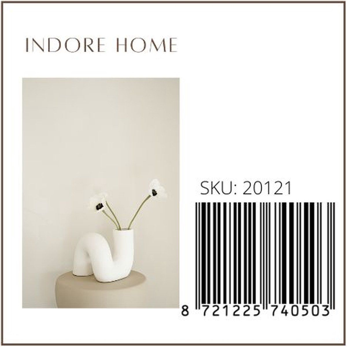 Indore Home - Gebogen Vaasje - Bloemenvaas - Woonkamer Decoratie - Witte Vaas - Gebogen Vaas - Tube Vaas