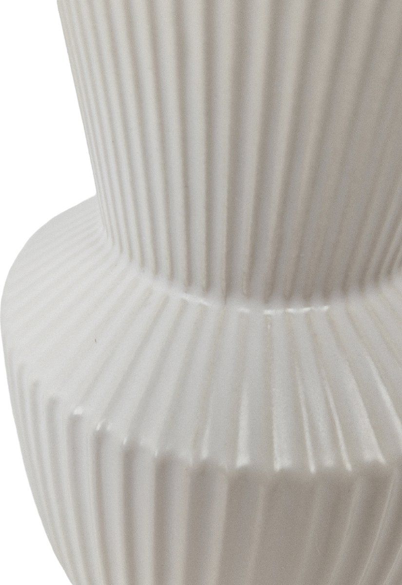Indore Home - Boho Vase - Flower Vase - Ribbed Vase - Living Room Decoration - White Vase - L