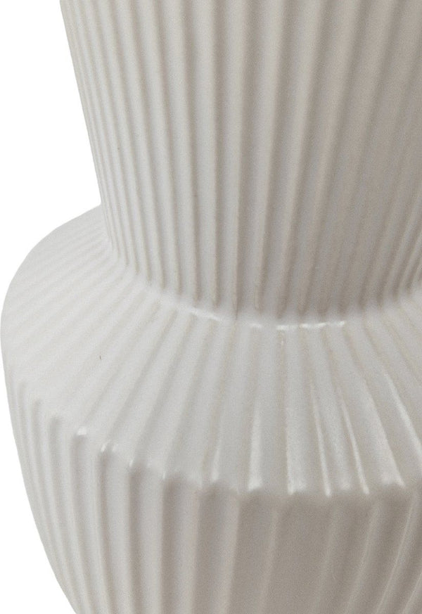 Indore Home - Boho Vase - Flower Vase - Ribbed Vase - Living Room Decoration - White Vase - L