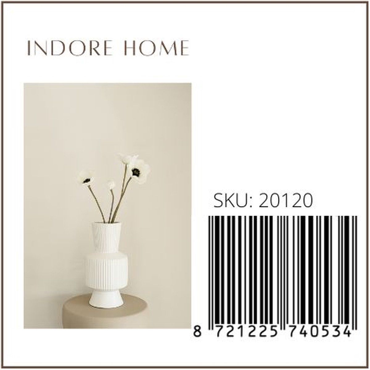 Indore Home - Boho Vase - Flower Vase - Ribbed Vase - Living Room Decoration - White Vase - L