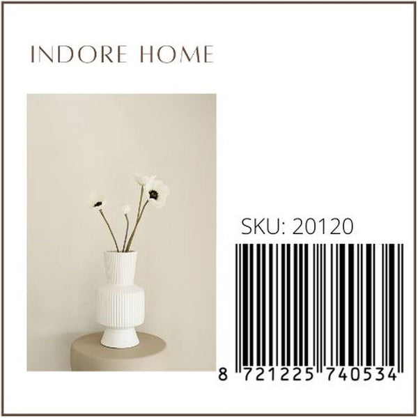 Indore Home - Boho Vase - Flower Vase - Ribbed Vase - Living Room Decoration - White Vase - L