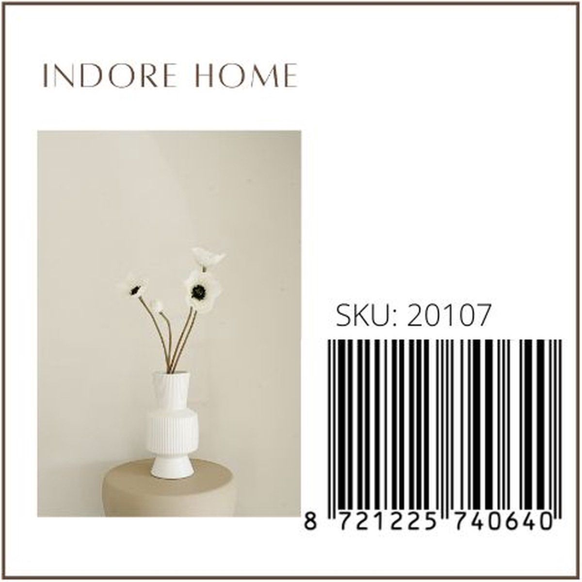 Indore Home - Boho Vase - Flower Vase - Ribbed Vase - Living Room Decoration - White Vase - 21cm