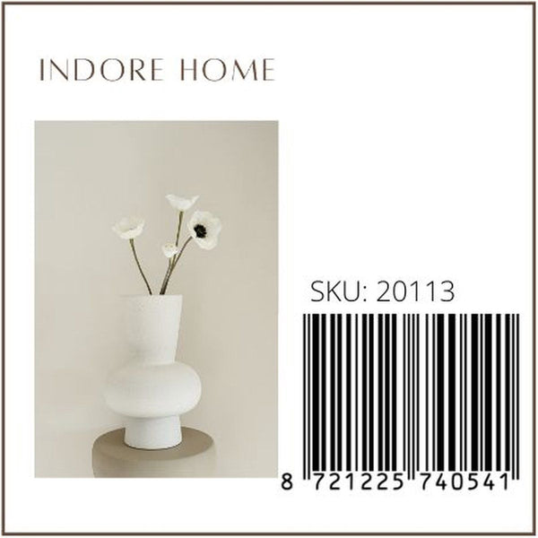 Indore Home - Vase Ann - XL - Flower Vases - Living Room Decoration - White - 30cm - Round Vase