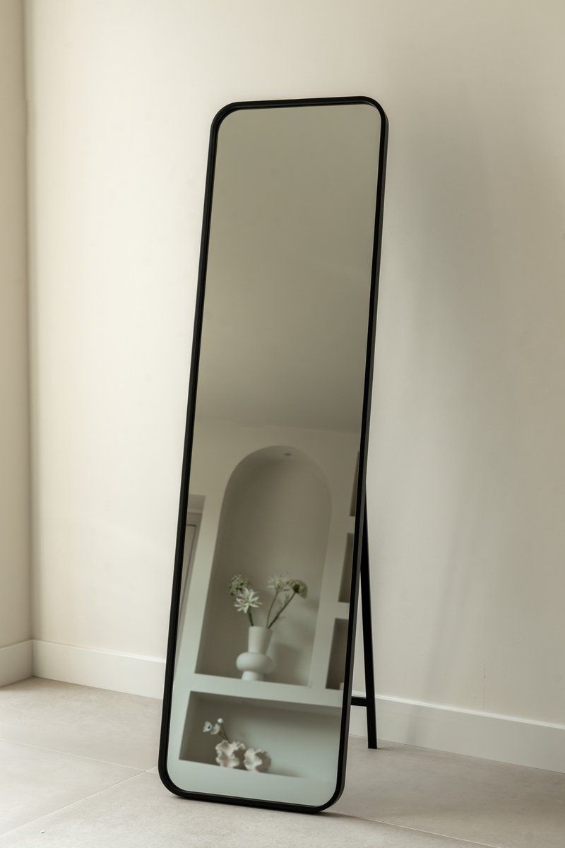 Indore Home - full-length mirror - standing mirror - 150cm x 40cm - wall - black frame - rounded corners