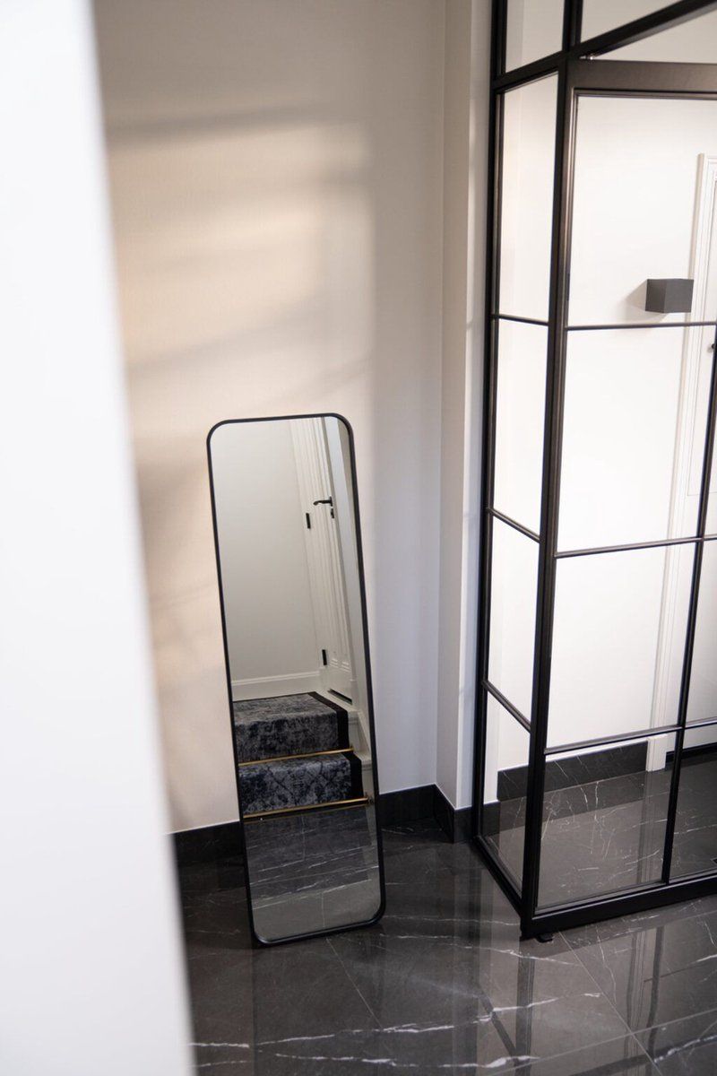 Indore Home - full-length mirror - standing mirror - 150cm x 40cm - wall - black frame - rounded corners