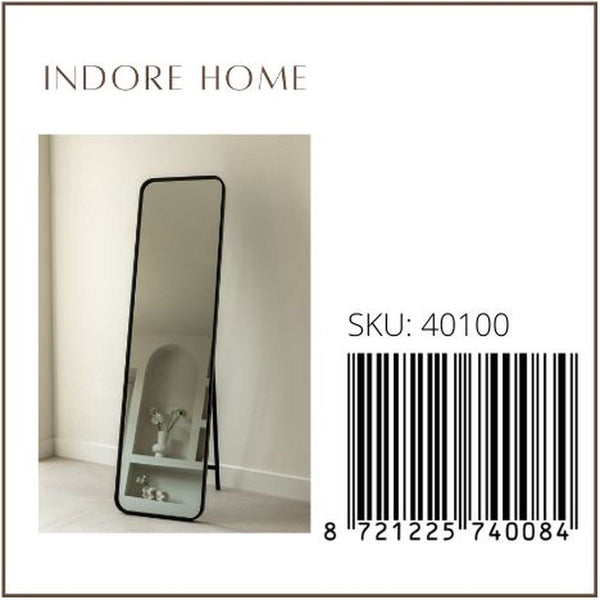 Indore Home - full-length mirror - standing mirror - 150cm x 40cm - wall - black frame - rounded corners