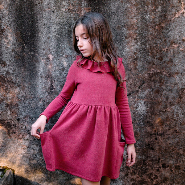 DRESS WITH RUFFLED COLLAR