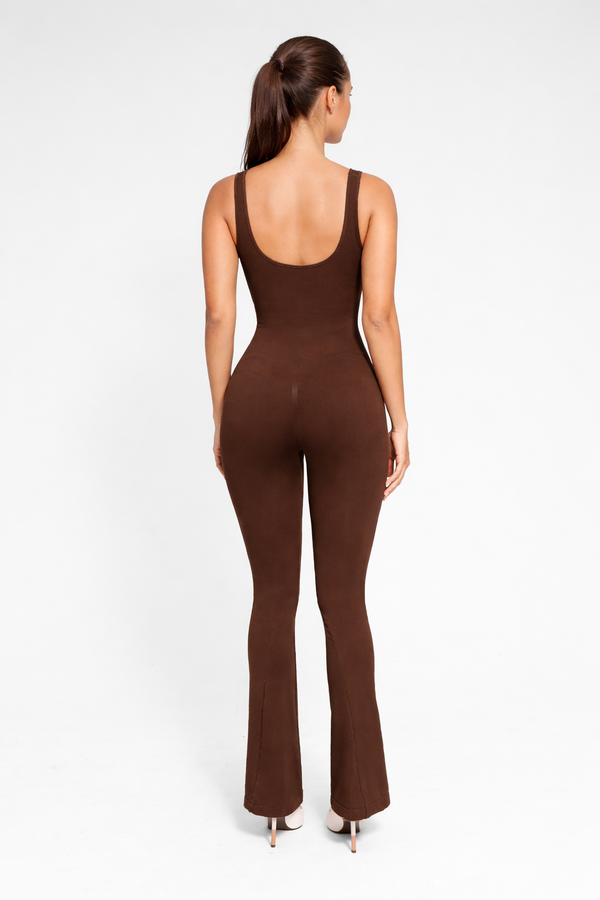 Shaping Bell Jumpsuit for Every Occasion, BROWN size other: M/L