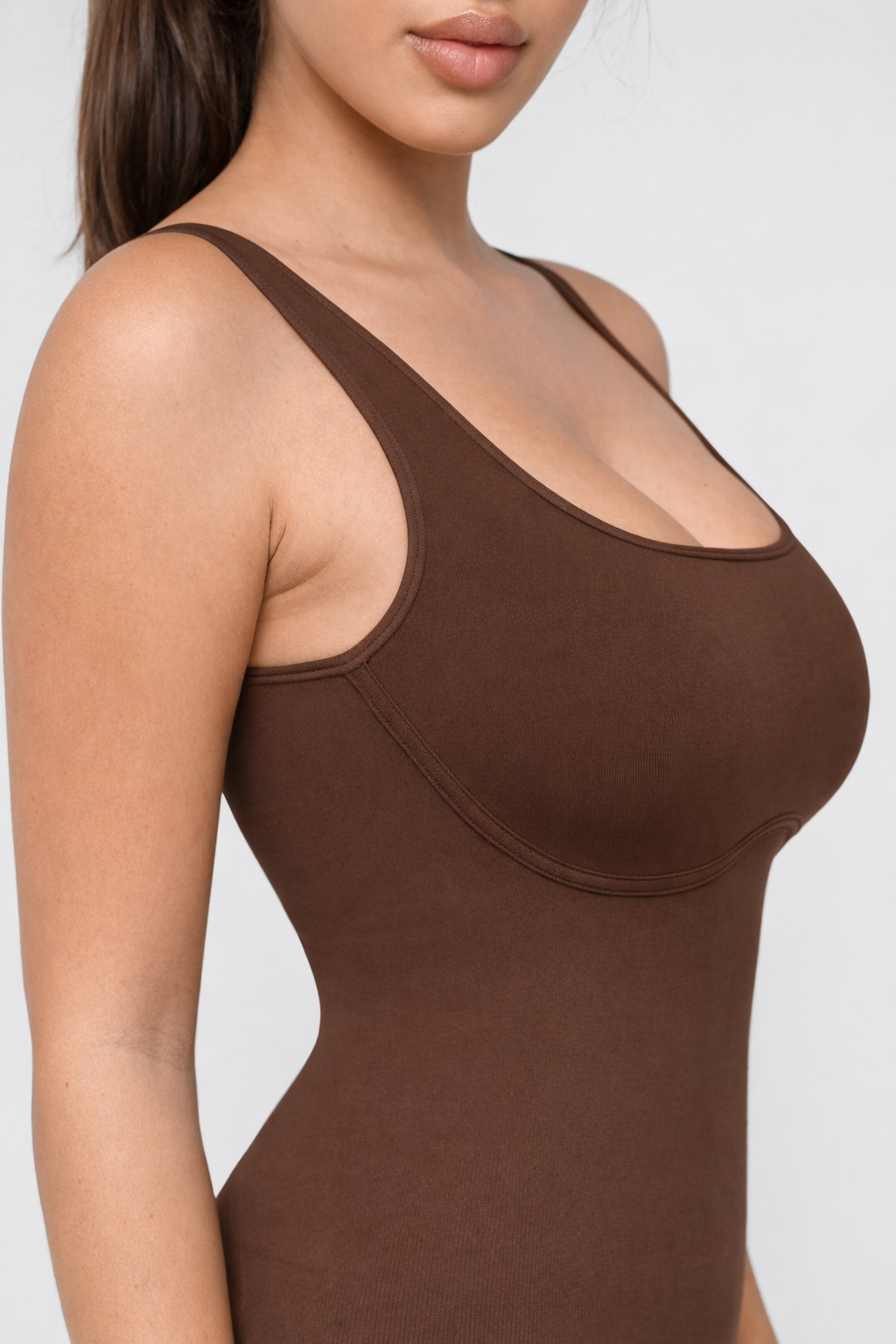 Shaping Bell Jumpsuit for Every Occasion, BROWN size other: M/L