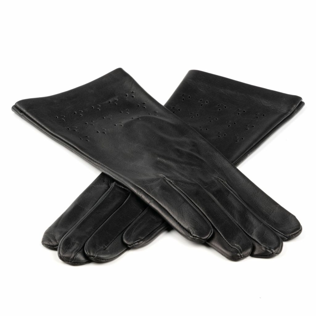 Gloves without lining with cut-out leaves