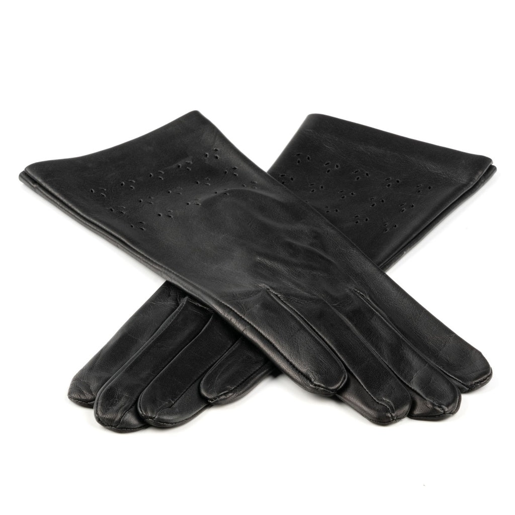 Gloves without lining with cut-out leaves
