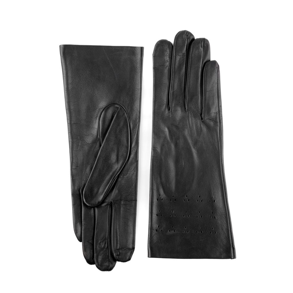 Gloves without lining with cut-out leaves