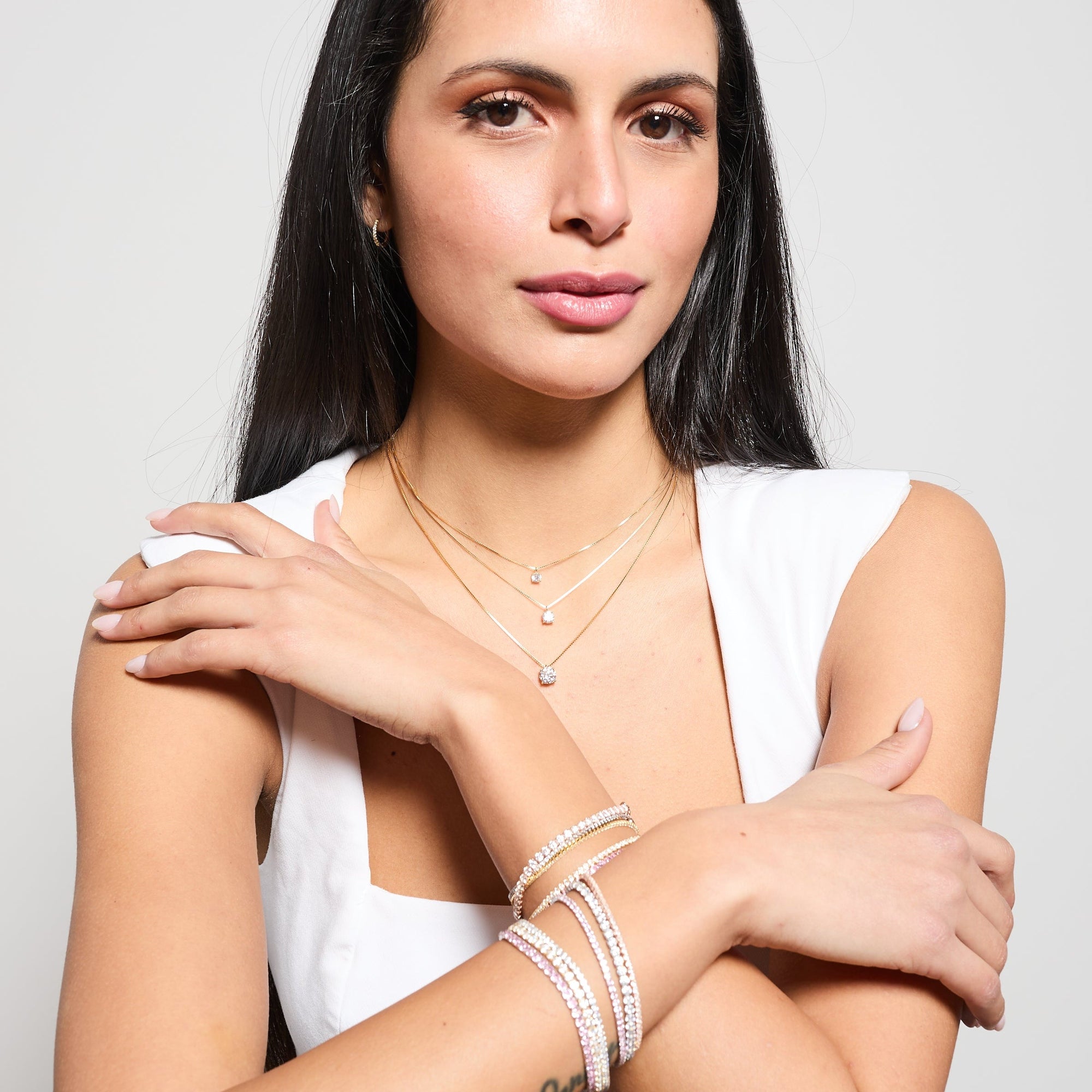 Gold-plated silver tennis bracelet with white zircons mm 1.5