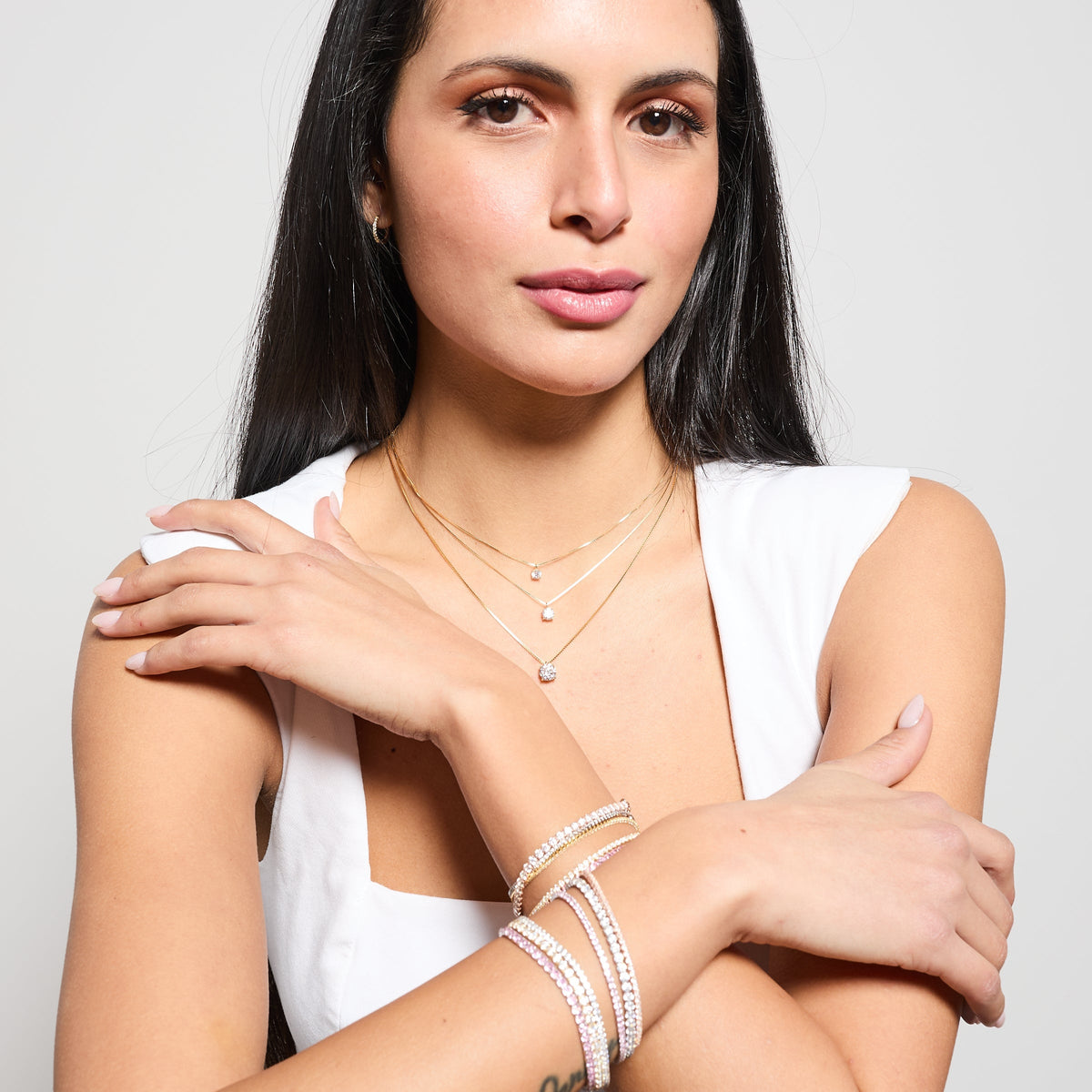 Gold-plated silver tennis bracelet with white zirconia 3.0 mm