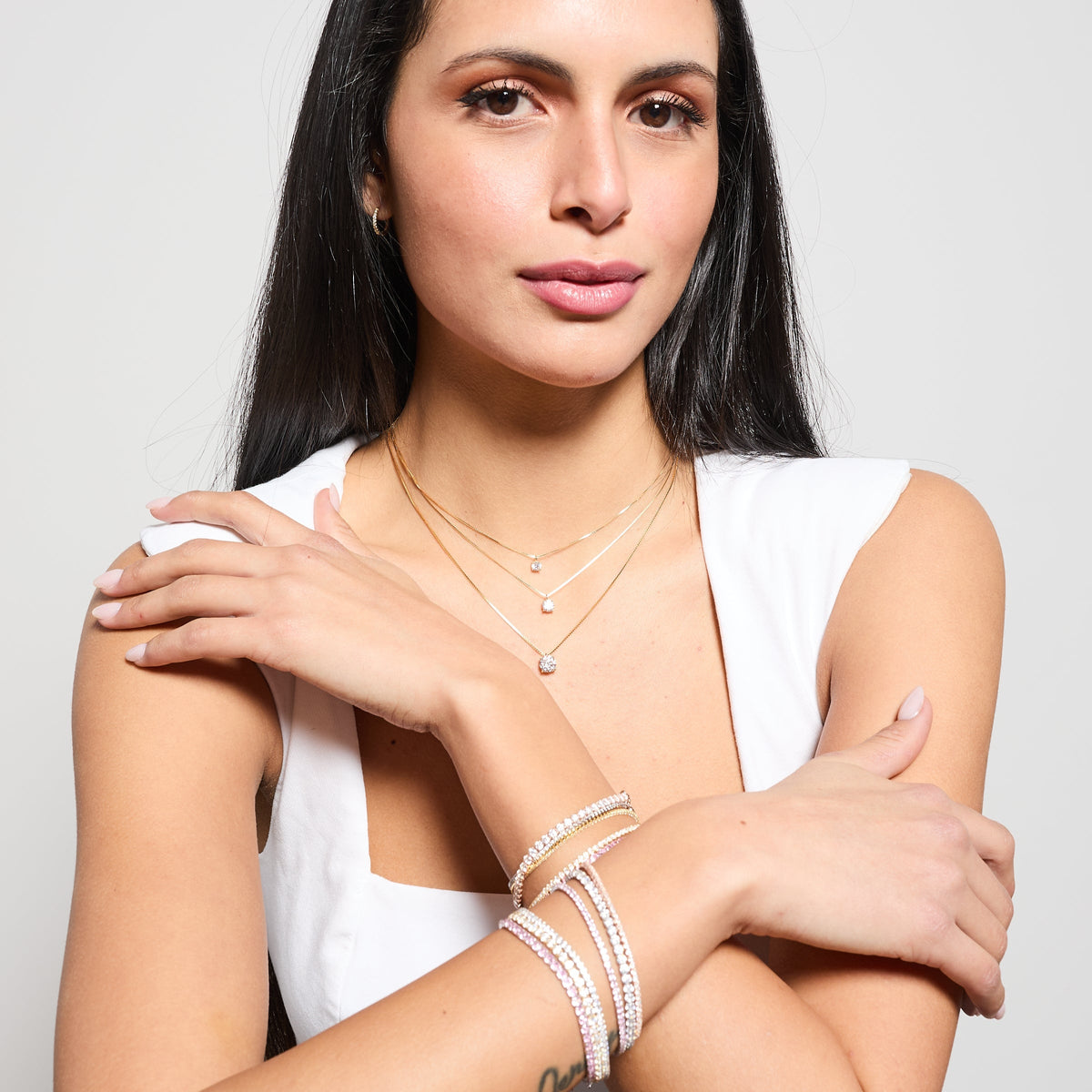 Rose gold tennis bracelet with white zirconia mm 2.0