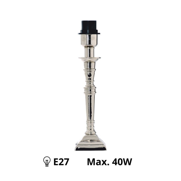 Various Square Lamp Base - Chrome - Metal - 30 cm - E27 – Modern & Elegant