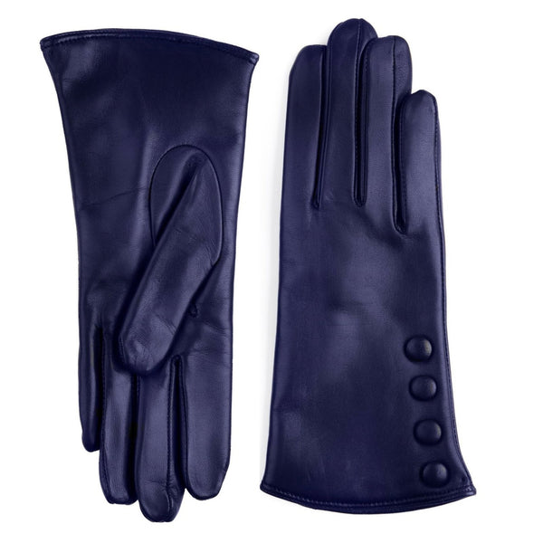 Elegant Leather Gloves with Buttons