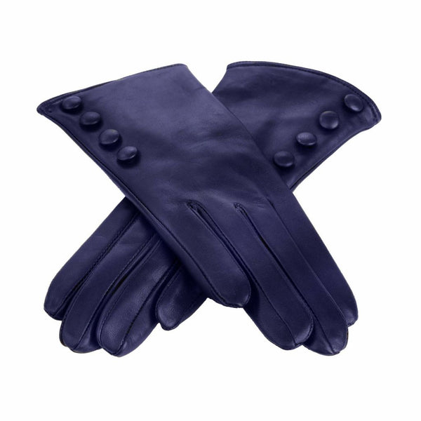Elegant Leather Gloves with Buttons