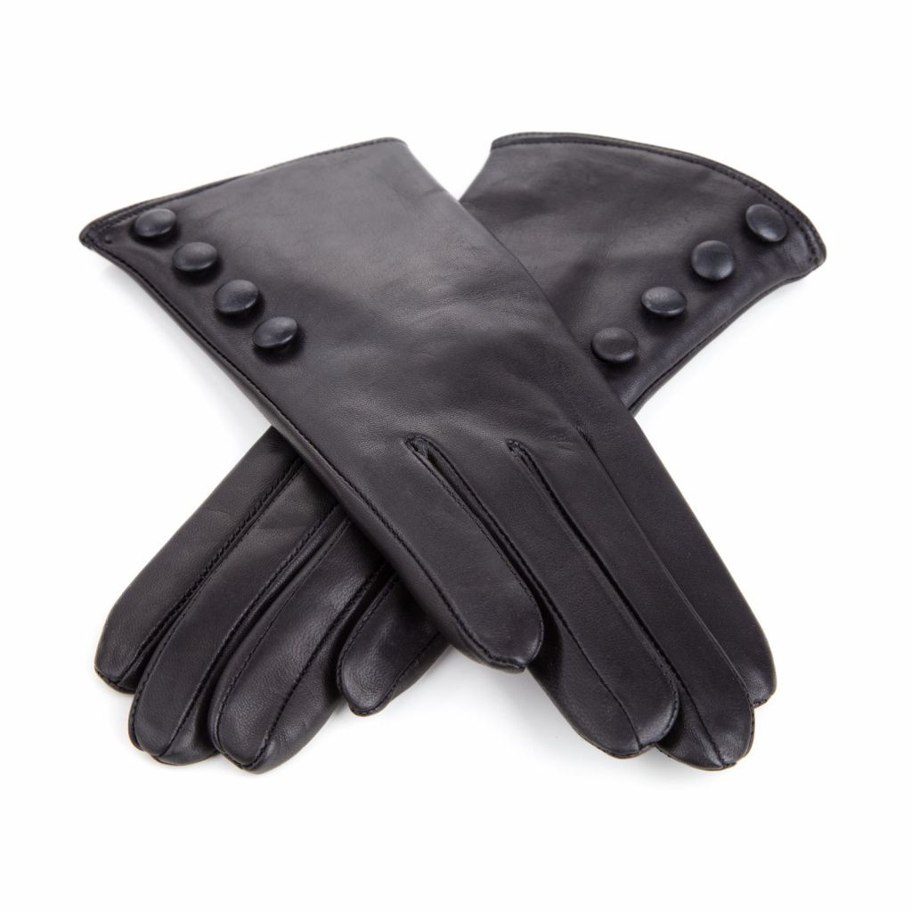 Elegant Leather Gloves with Buttons