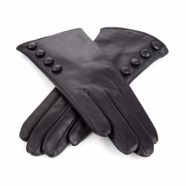 Elegant Leather Gloves with Buttons