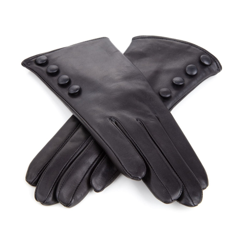 Elegant Leather Gloves with Buttons
