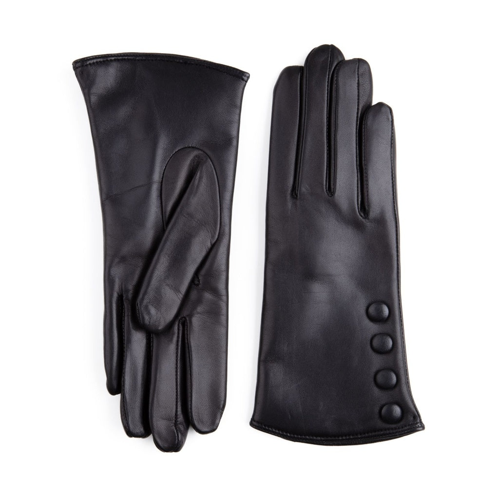 Elegant Leather Gloves with Buttons
