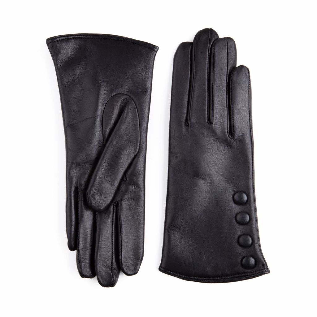 Elegant Leather Gloves with Buttons