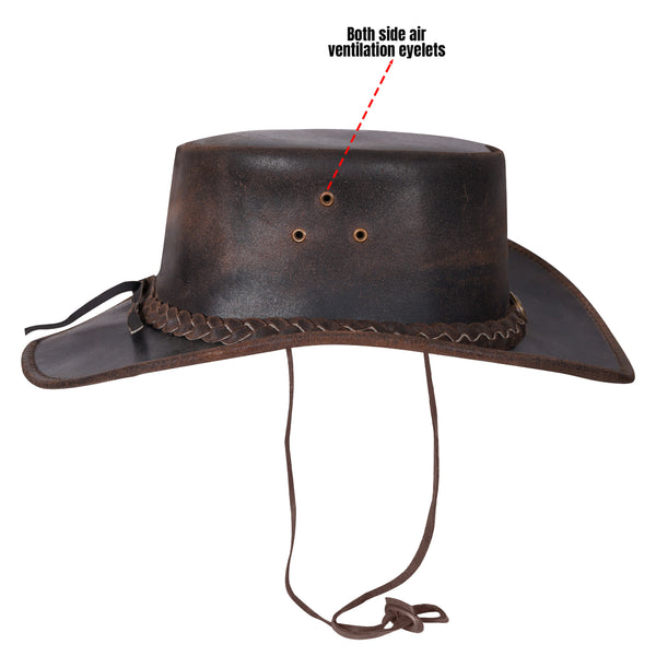 Sombrero unisex de cuero marrón