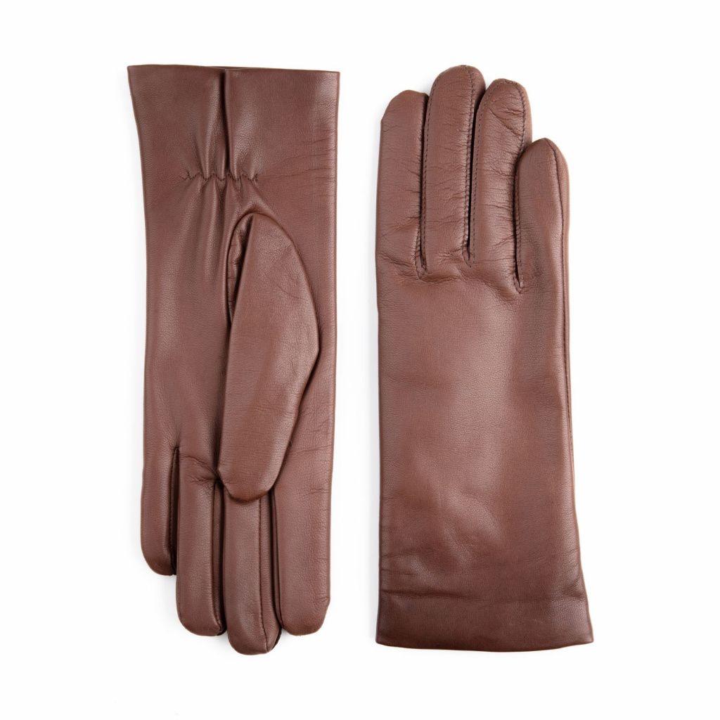 Leather gloves for ladies with elastic in the palm